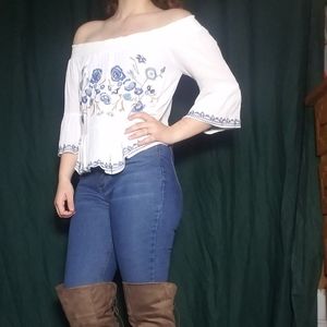 SOLD BOHO off the shoulder top xs